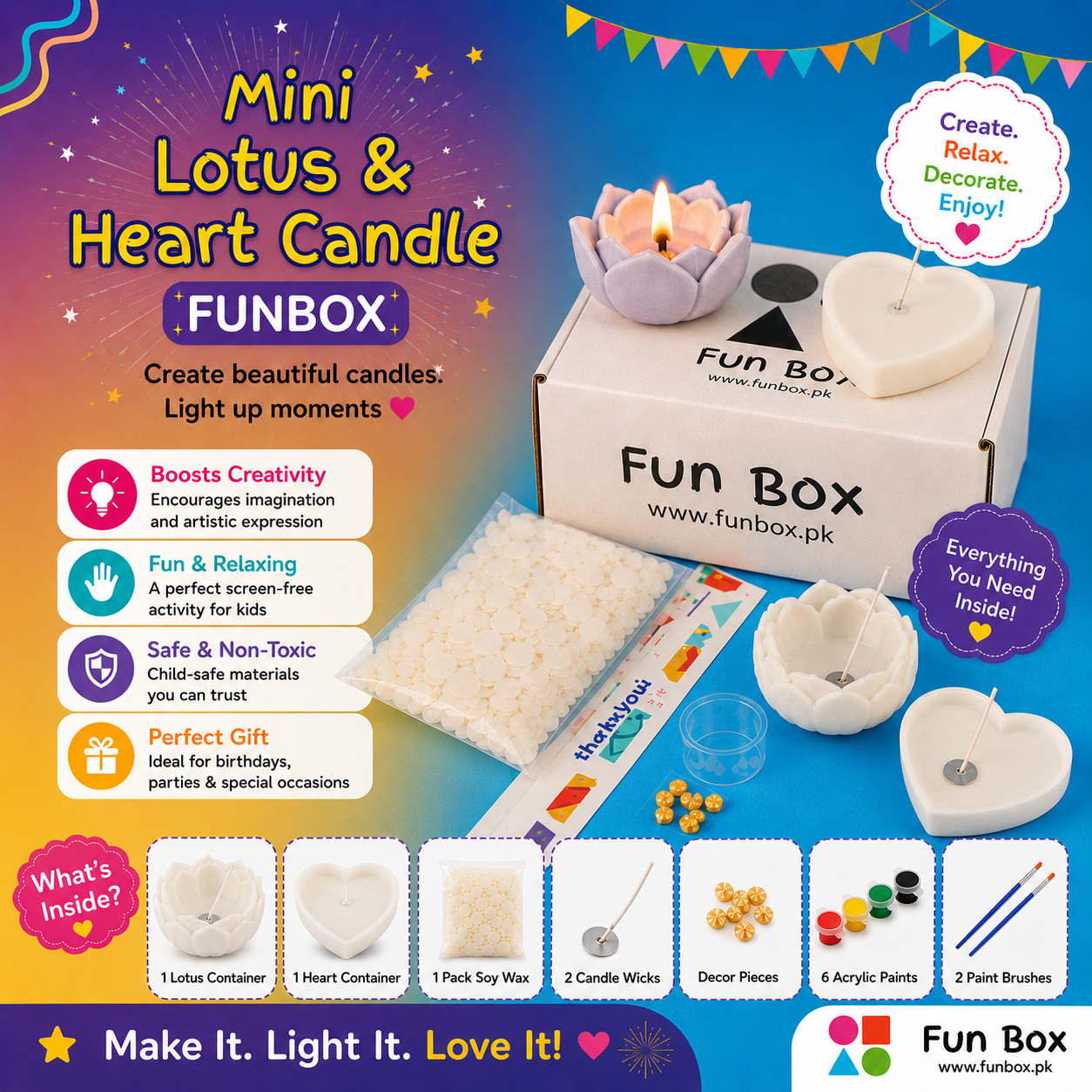 Mini Lotus & Heart Candle FunBox