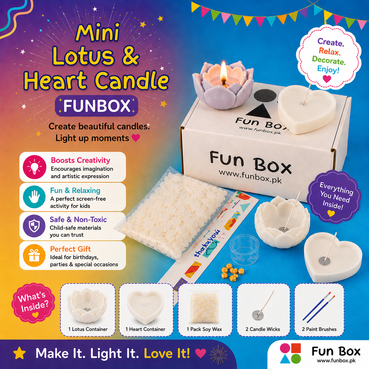 Mini Lotus & Heart Candle FunBox
