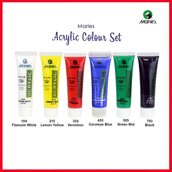 Maries Acrylic Color 6 Colors Tubes Set